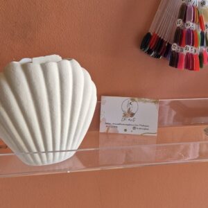 brûleur coquillage en céramique blanche texturée